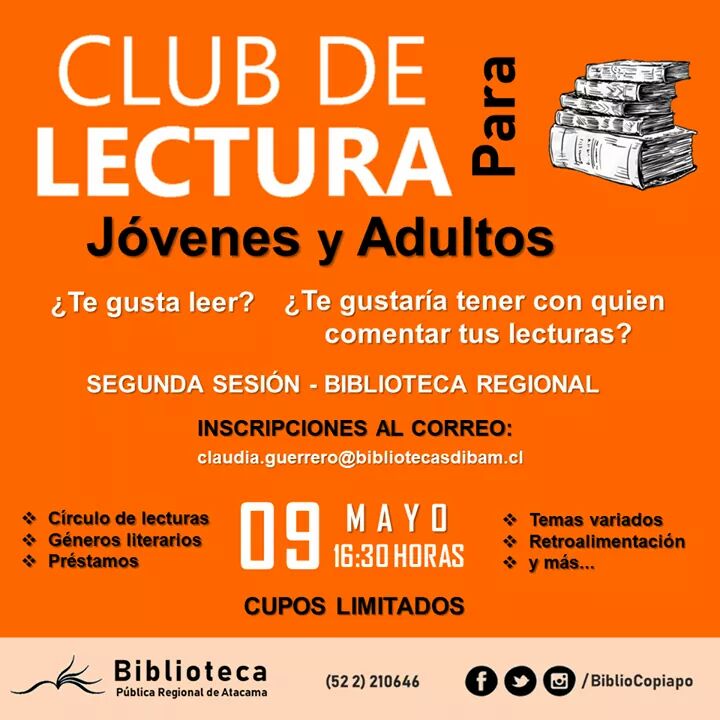 Copiapó: Hoy en la biblioteca regional de Atacama se reúne el club de  lectores – El Orador Ilustrado